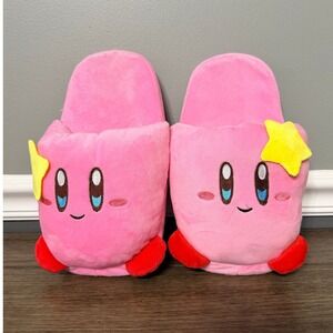 Nintendo Kirby Pink Plush Slippers Slip On House Shoes Star Accents